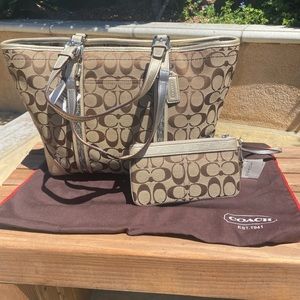 Coach Tote with wrist wallet